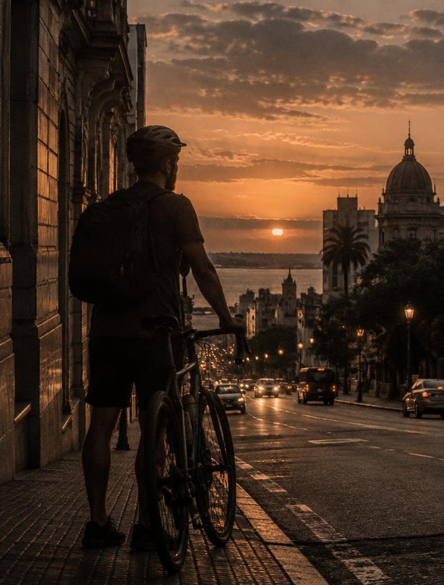 Cliente da CicloPoa com a bicicleta na rua