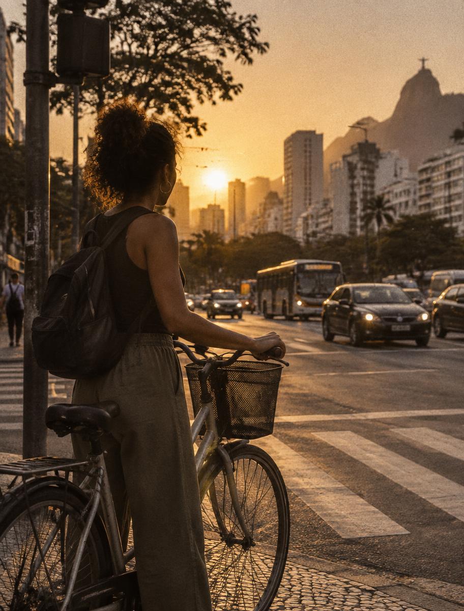 Cliente da CicloPoa com a bicicleta na rua